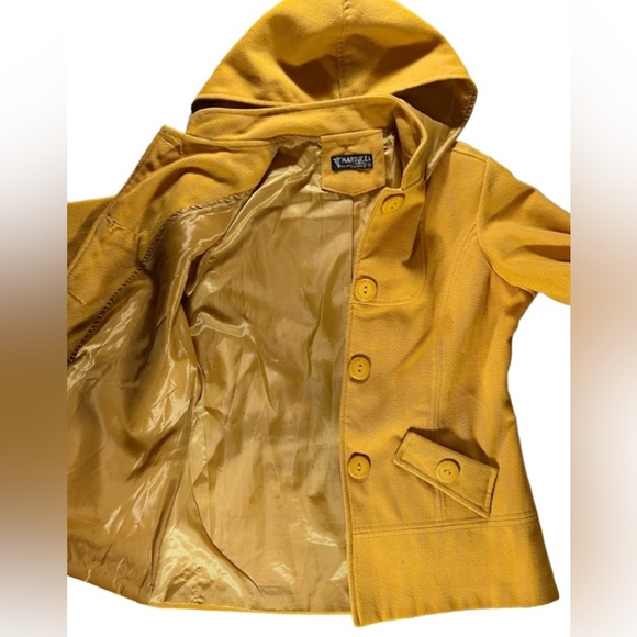 Marqueza Peru Mustard removable hooded Coat jacket lined women’s size Medium - Picture 6 of 11